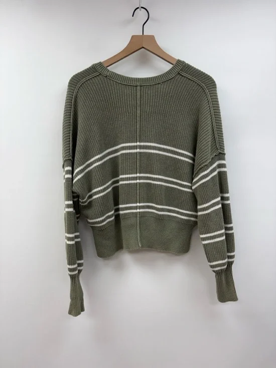 Aerie Striped Oversized Boxy Chunky Knit Pullover Slouchy Sweater Green Small - Picture 5 of 7